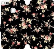 Flipové puzdro na mobil Huawei P9 Lite – VD02S Kvety na čiernom - Kryt na mobil