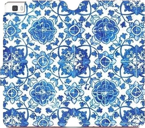 Flip mobile phone case Huawei P8 Lite - ME05P Blue tiles with flowers - Phone Cover - Main image