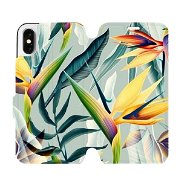 Flip mobile phone case Apple iPhone X - MC02S Yellow large flowers and green leaves - Phone Cover