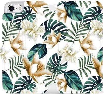 Flip case for Apple iPhone 8 - MC07P Golden flowers and green leaves - Phone Cover - Main image