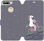Flip mobile phone case Huawei Y6 Prime 2018 - V024P Unicorn on a bike - Phone Cover