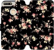 Flipové puzdro na mobil Huawei Y6 Prime 2018 – VD02S Kvety na čiernom - Kryt na mobil