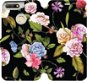 Flipové puzdro na mobil Huawei Y6 Prime 2018 – VD07S Ruže a kvety na čiernom pozadí - Kryt na mobil