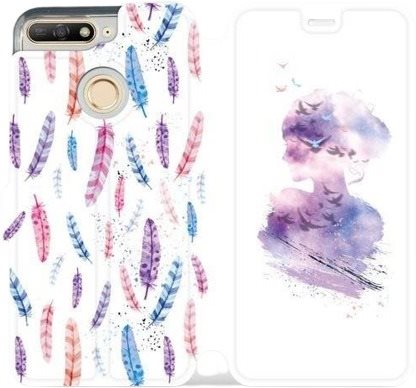 Flip case for mobile phone Huawei Y6 Prime 2018 - MR01S Girl made of watercolours and feathers - Phone Cover - Main image