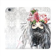 Flip mobile phone case Apple iPhone 6 / iPhone 6s - MF12P Lady with flowers and mask - Phone Cover