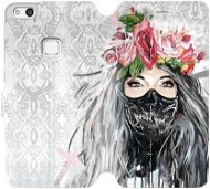 Flipové pouzdro na mobil Huawei P10 Lite - MF12P Dáma s květinami a maskou - Kryt na mobil
