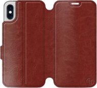 Flip case for Apple iPhone XS in Brown&Gray with grey interior - Phone Cover