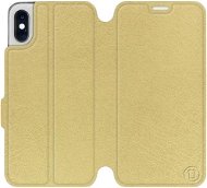 Flipové puzdro na mobil Apple iPhone XS vo vyhotovení  Gold & Gray so sivým vnútrom - Kryt na mobil