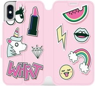 Flip mobile phone case Apple iPhone XS - M129S Pink WHAT - Phone Cover