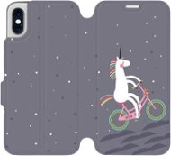 Flip mobile phone case Apple iPhone XS - V024P Unicorn on a bike - Phone Cover