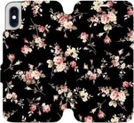 Flipové puzdro na mobil Apple iPhone XS – VD02S Kvety na čiernom - Kryt na mobil