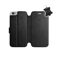 Flip puzdro na mobil Apple iPhone 6/iPhone 6s – Čierne – kožené – Black Leather - Kryt na mobil