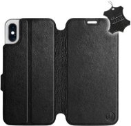 Flip pouzdro na mobil Apple iPhone X - Černé - kožené - Black Leather - Kryt na mobil