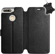Flip puzdro na mobil Honor 7A – Čierne – kožené – Black Leather - Kryt na mobil