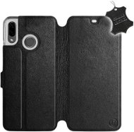 Flip puzdro na mobil Huawei Nova 3 – Čierne – kožené – Black Leather - Kryt na mobil