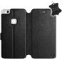 Flip puzdro na mobil Huawei P10 Lite – Čierne – kožené – Black Leather - Kryt na mobil