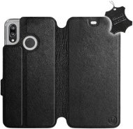 Flip puzdro na mobil Huawei P20 Lite – Čierne – kožené – Black Leather - Kryt na mobil