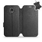 Kryt na mobil Flip puzdro na mobil Samsung Galaxy J5 2017 – Čierne – kožené – Black Leather - Kryt na mobil