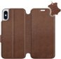 Flip puzdro na mobil Apple iPhone X – Hnedé – kožené – Brown Leather - Kryt na mobil