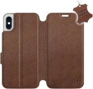 Flip puzdro na mobil Apple iPhone X – Hnedé – kožené – Brown Leather - Kryt na mobil