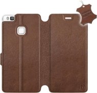 Flip puzdro na mobil Huawei P9 Lite – Hnedé – kožené – Brown Leather - Kryt na mobil