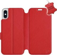 Flip puzdro na mobil Apple iPhone X – Červené – kožené – Red Leather - Kryt na mobil