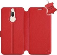 Flip puzdro na mobil Huawei Mate 10 Lite – Červené – kožené – Red Leather - Kryt na mobil