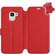 Kryt na mobil Flip puzdro na mobil Samsung Galaxy J6 2018 – Červené – kožené – Red Leather - Kryt na mobil