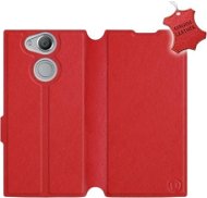 Kryt na mobil Flip puzdro na mobil Sony Xperia XA2 – Červené – kožené – Red Leather - Kryt na mobil