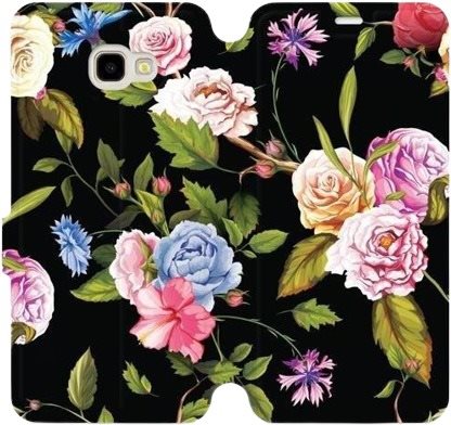 Flip case for mobile phone Samsung Galaxy J4 Plus 2018 - VD07S Roses and flowers on black background - Phone Cover - Main image