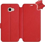 Kryt na mobil Flip puzdro na mobil Samsung Galaxy J4 Plus 2018 – Červené – kožené – Red Leather - Kryt na mobil