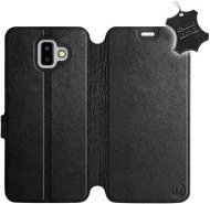 Kryt na mobil Flip puzdro na mobil Samsung Galaxy J6 Plus 2018 – Čierne – kožené – Black Leather - Kryt na mobil