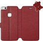 Kryt na mobil Flip puzdro na mobil Huawei P10 Lite – Tmavo červené – kožené – Dark Red Leather - Kryt na mobil