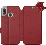 Flip puzdro na mobil Huawei P20 Lite – Tmavo červené – kožené – Dark Red Leather - Kryt na mobil