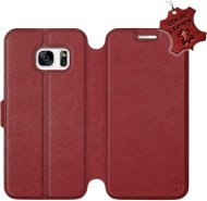 Kryt na mobil Flip puzdro na mobil Samsung Galaxy S7 – Tmavočervené – kožené – Dark Red Leather - Kryt na mobil