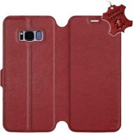 Kryt na mobil Flip puzdro na mobil Samsung Galaxy S8 – Tmavo červené – kožené – Dark Red Leather - Kryt na mobil