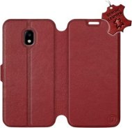 Flip puzdro na mobil Samsung Galaxy J3 2017 – Tmavo červené – kožené – Dark Red Leather - Kryt na mobil