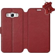 Kryt na mobil Flip puzdro na mobil Samsung Galaxy J5 2016 – Tmavo červené – kožené – Dark Red Leather - Kryt na mobil