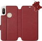 Flip pouzdro na mobil Xiaomi Mi A2 Lite - Tmavě červené - kožené -   Dark Red Leather - Kryt na mobil