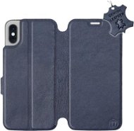 Flip puzdro na mobil Apple iPhone XS – Modré – kožené – Blue Leather - Kryt na mobil