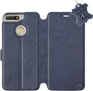 Flip puzdro na mobil Honor 7A – Modré – kožené – Blue Leather - Kryt na mobil