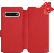 Flip puzdro na mobil Samsung Galaxy S10 – Červené – kožené – Red Leather - Kryt na mobil