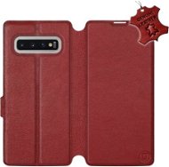 Flip case for Samsung Galaxy S10 Plus - Dark Red - Leather - Dark Red Leather - Phone Cover