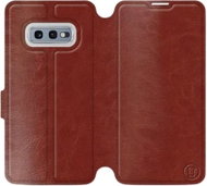 Flip case for Samsung Galaxy S10e in Brown & Orange with orange interior - Phone Cover