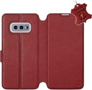 Flip case for Samsung Galaxy S10e - Dark Red - Leather - Dark Red Leather - Phone Cover