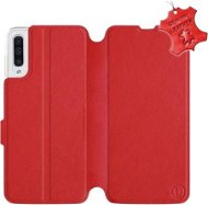 Flip puzdro na mobil Samsung Galaxy A50 – Červené – kožené – Red Leather - Kryt na mobil