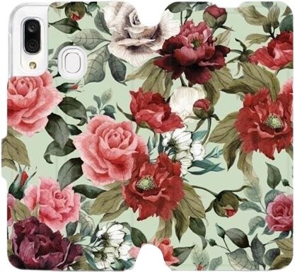 Flip case for Samsung Galaxy A40 - MD06P Roses and flowers on light green background - Phone Cover - Main image