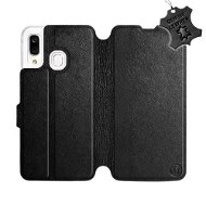 Flip puzdro na mobil Samsung Galaxy A40 – Čierne – kožené – Black Leather - Kryt na mobil