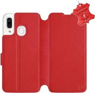 Flip puzdro na mobil Samsung Galaxy A40 – Červené – kožené – Red Leather - Kryt na mobil