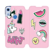 Flip case for Honor 8A - M129S Pink WHAT - Phone Cover